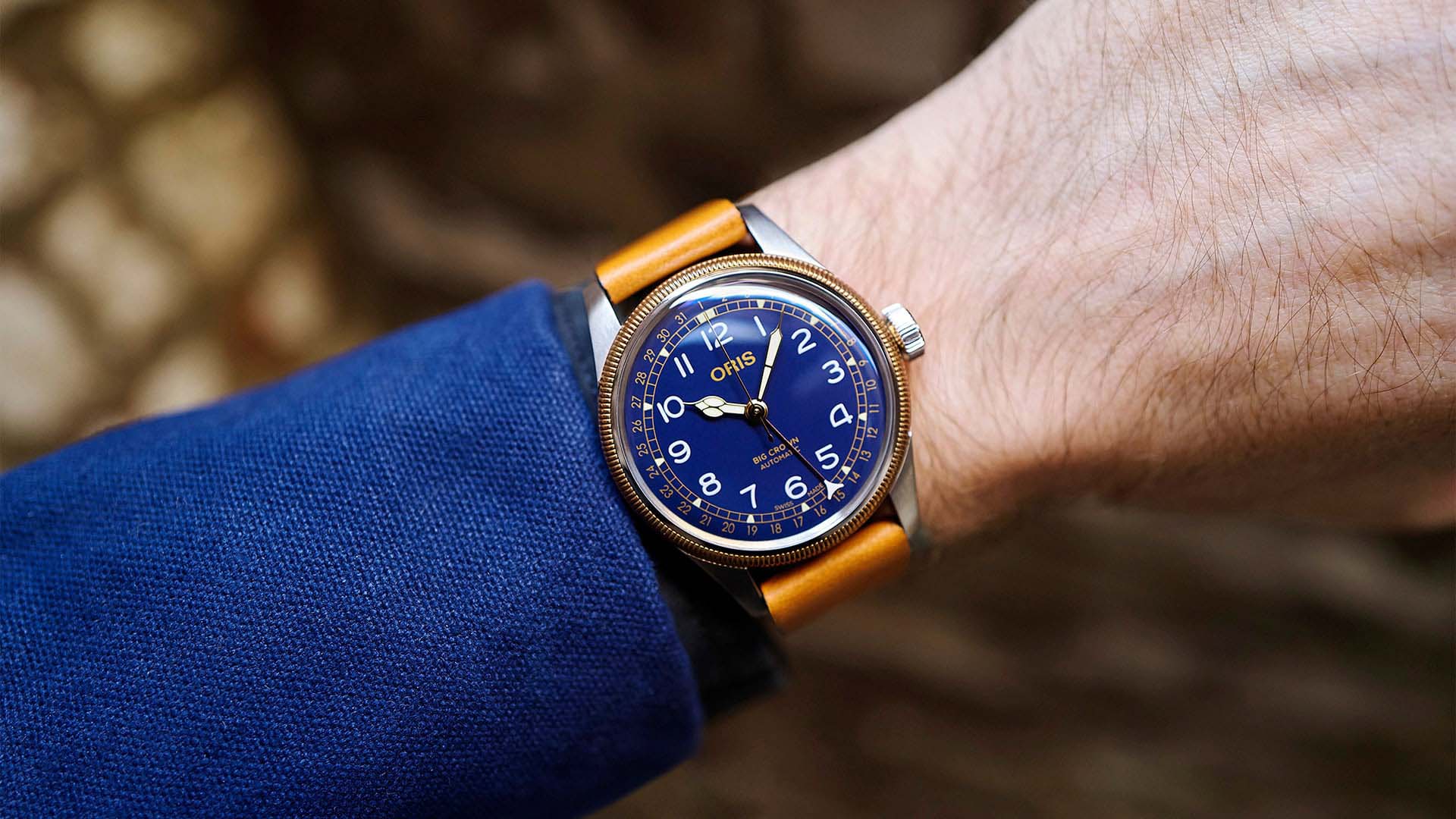 Оригинальные часы Oris Oris Big Crown Pointer Date 01 754 7741 4365-07 5 20 71 механические калибр механизма 754 общий вид